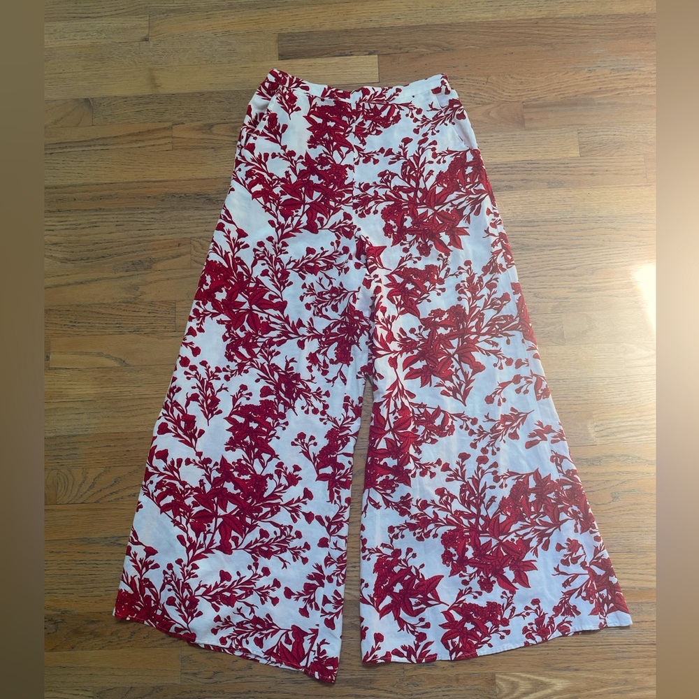 Wide leg cotton trousers